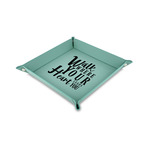 Heart Quotes and Sayings 6" x 6" Teal Faux Leather Valet Tray