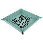 Heart Quotes and Sayings Faux Leather Dice Tray - 9" x 9"  - Teal