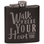 Heart Quotes and Sayings Black Flask Set