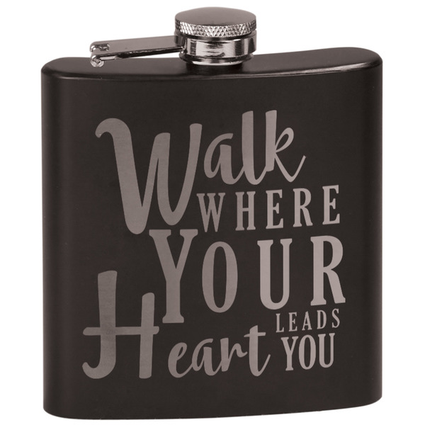 Custom Heart Quotes and Sayings Black Flask Set