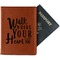 Heart Quotes and Sayings Cognac Leather Passport Holder With Passport - Main