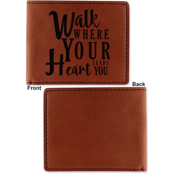 Heart Quotes and Sayings Cognac Leatherette Bifold Wallets - Front and Back Single Sided - Apvl