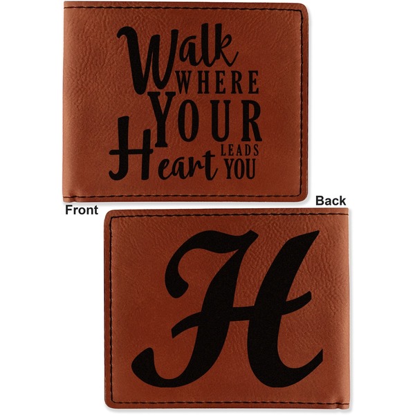 Heart Quotes and Sayings Cognac Leatherette Bifold Wallets - Front and Back
