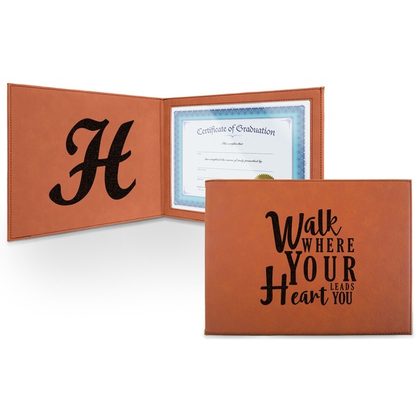 Custom Heart Quotes and Sayings Leatherette Certificate Holder