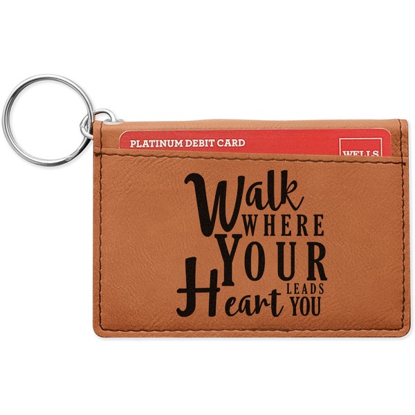 Custom Heart Quotes and Sayings Leatherette Keychain ID Holder - Double Sided (Personalized)