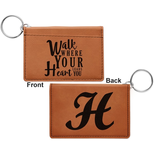 Heart Quotes and Sayings Cognac Leatherette Keychain ID Holders - Front and Back Apvl