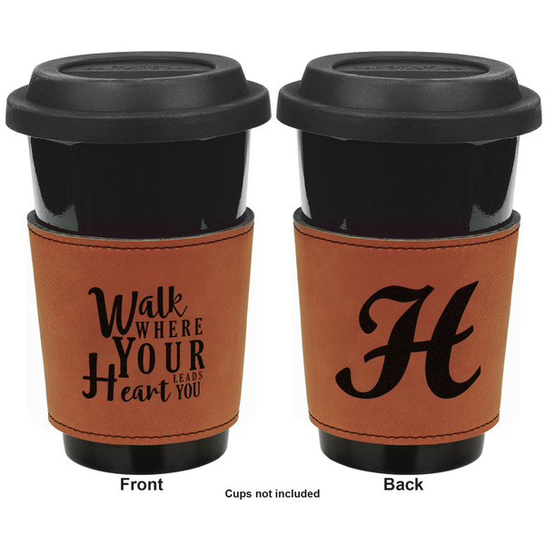 Heart Quotes and Sayings Cognac Leatherette Mug Sleeve - Double Sided Apvl