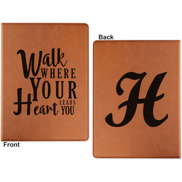 Heart Quotes and Sayings Cognac Leatherette Portfolios with Notepad - Large - Double Sided - Apvl