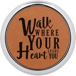 Heart Quotes and Sayings Leatherette Round Coaster w/ Silver Edge - Single or Set (Personalized)