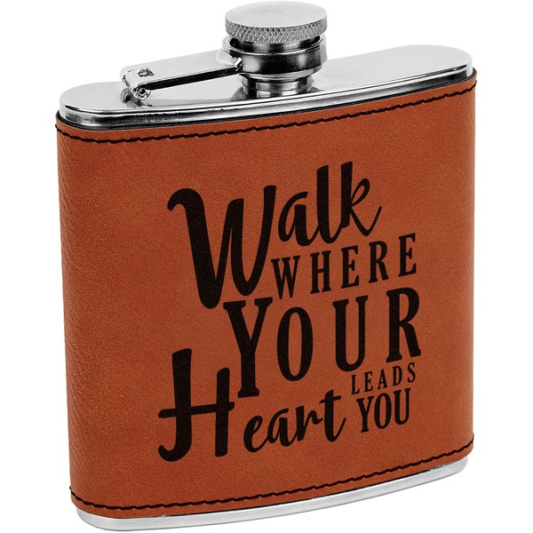 Custom Heart Quotes and Sayings Leatherette Wrapped Stainless Steel Flask