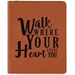 Heart Quotes and Sayings Leatherette Zipper Portfolio with Notepad - Single Sided