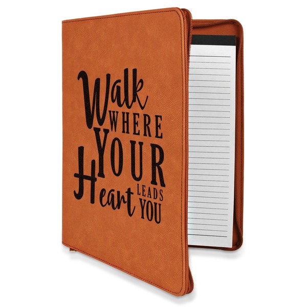 Custom Heart Quotes and Sayings Leatherette Zipper Portfolio with Notepad - Single Sided