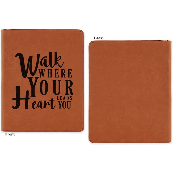 Heart Quotes and Sayings Cognac Leatherette Zipper Portfolios with Notepad - Single Sided - Apvl