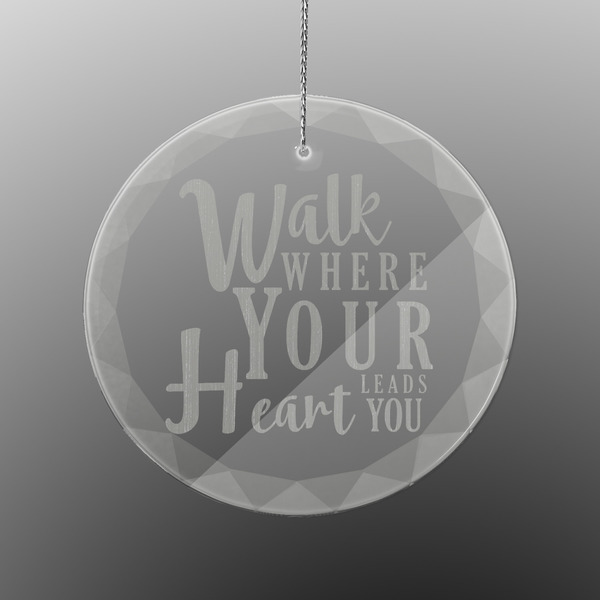 Custom Heart Quotes and Sayings Engraved Glass Ornament - Round