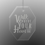 Heart Quotes and Sayings Engraved Glass Ornament - Octagon