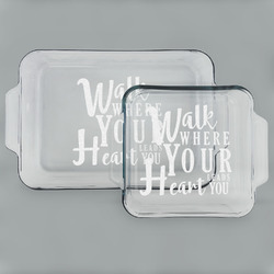 Heart Quotes and Sayings Set of Glass Baking & Cake Dish - 13in x 9in & 8in x 8in