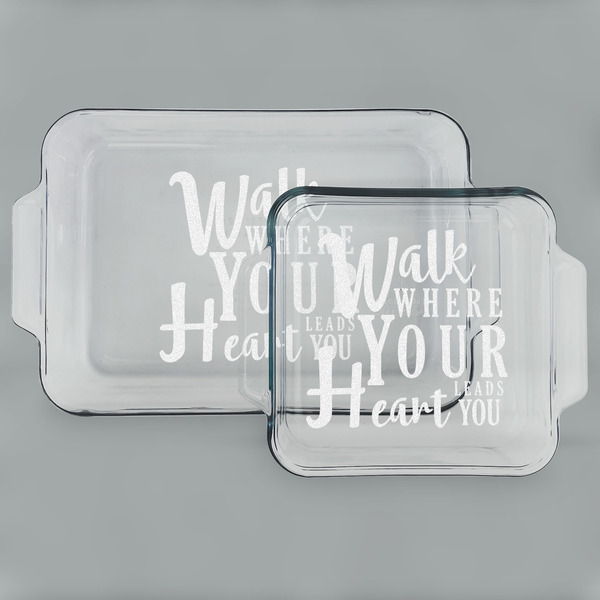 Custom Heart Quotes and Sayings Set of Glass Baking & Cake Dish - 13in x 9in & 8in x 8in