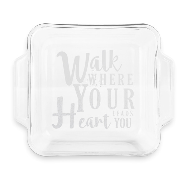 Custom Heart Quotes and Sayings Glass Cake Dish with Truefit Lid - 8in x 8in