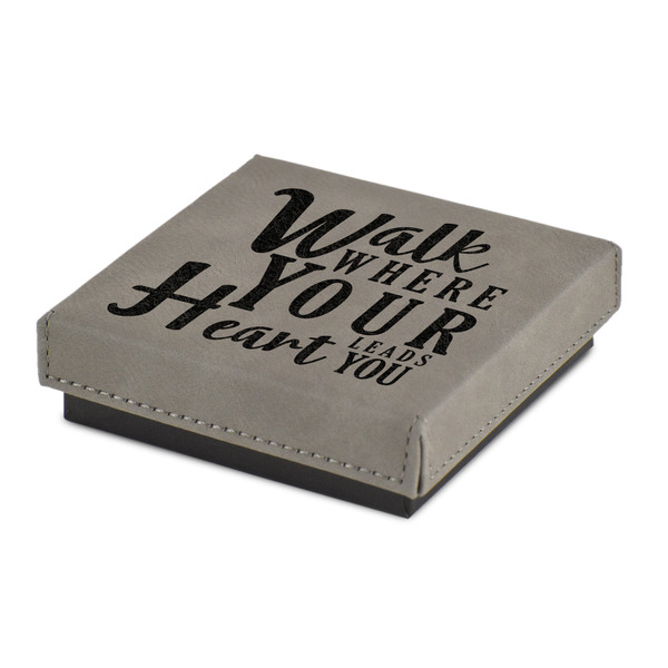 Custom Heart Quotes and Sayings Jewelry Gift Box - Engraved Leather Lid