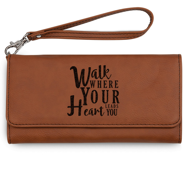Custom Heart Quotes and Sayings Ladies Leatherette Wallet - Laser Engraved - Rawhide