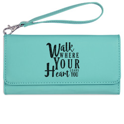 Heart Quotes and Sayings Ladies Leatherette Wallet - Laser Engraved- Teal