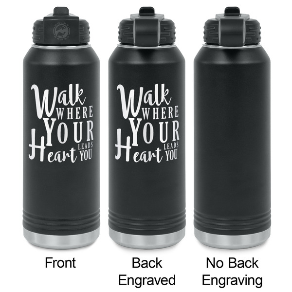 Heart Quotes and Sayings Laser Engraved Water Bottles - 2 Styles - Front & Back View