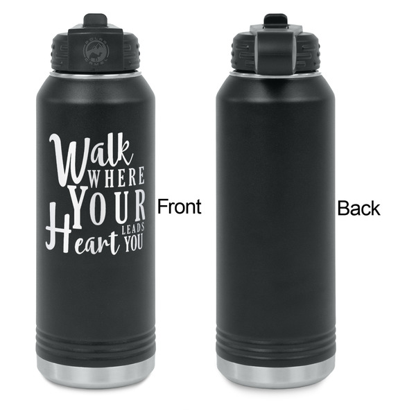 Heart Quotes and Sayings Laser Engraved Water Bottles - Front Engraving - Front & Back View