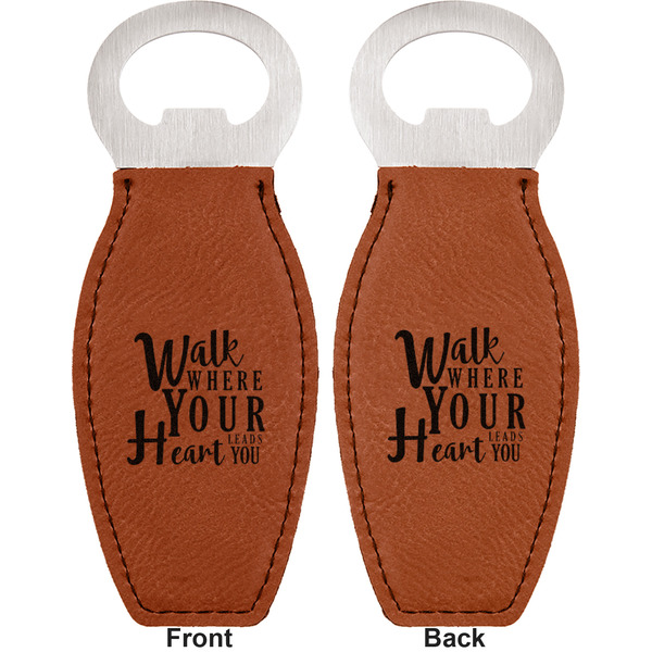 Heart Quotes and Sayings Leather Bar Bottle Opener - Front and Back