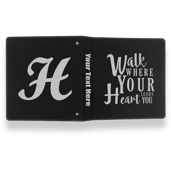 Heart Quotes and Sayings Leather Binder - 1" - Black- Back Spine Front View