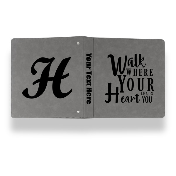 Heart Quotes and Sayings Leather Binder - 1" - Grey - Back Spine Front View