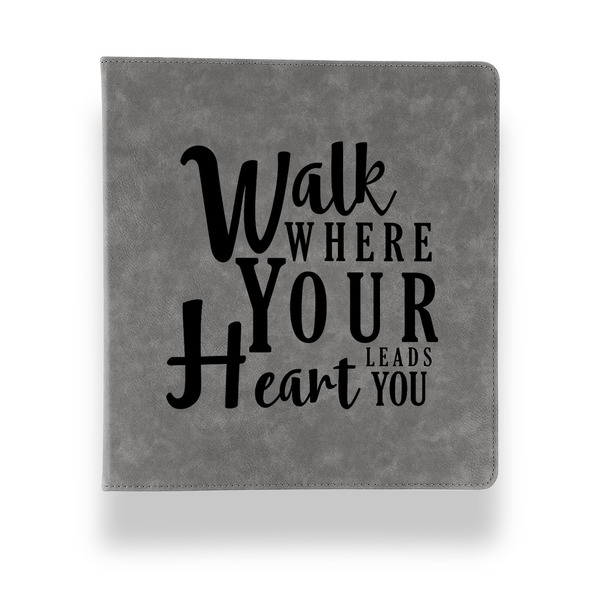 Custom Heart Quotes and Sayings Leather Binder - 1" - Grey
