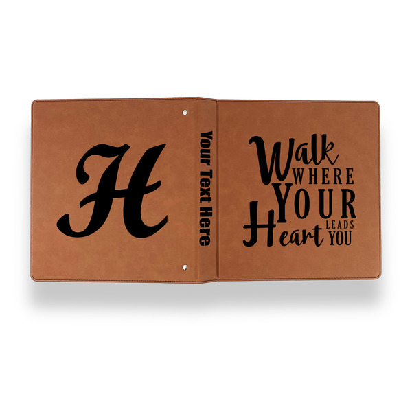 Heart Quotes and Sayings Leather Binder - 1" - Rawhide - Back Spine Front View