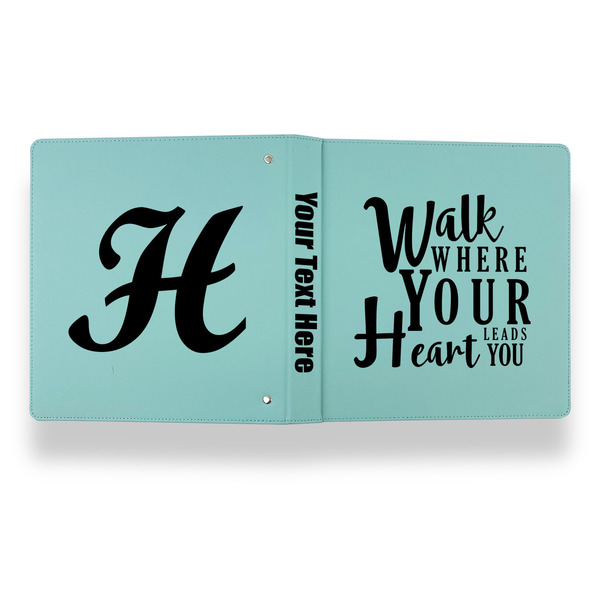 Heart Quotes and Sayings Leather Binder - 1" - Teal - Back Spine Front View