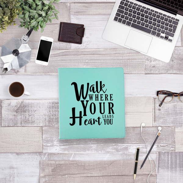 Heart Quotes and Sayings Leather Binder - 1" - Teal - Lifestyle View