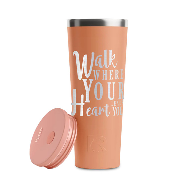 Heart Quotes and Sayings Peach RTIC Everyday Tumbler - 28 oz. - Lid Off