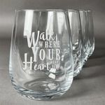 Heart Quotes and Sayings Stemless Wine Glasses (Set of 4)
