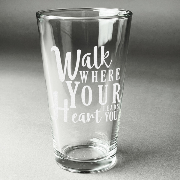 Custom Heart Quotes and Sayings Pint Glass - Engraved (Single)