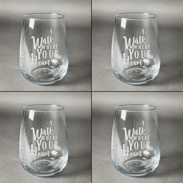 Heart Quotes and Sayings Set of Four Personalized Stemless Wineglasses (Approval)