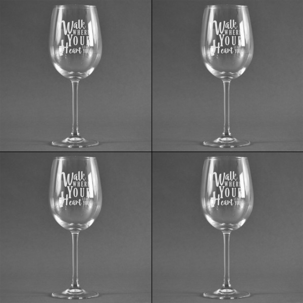 Heart Quotes and Sayings Set of Four Personalized Wineglasses (Approval)