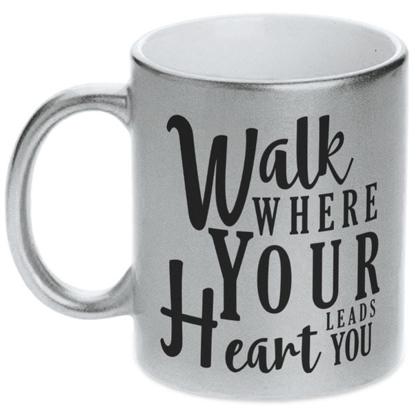 Custom Heart Quotes and Sayings Metallic Silver Mug