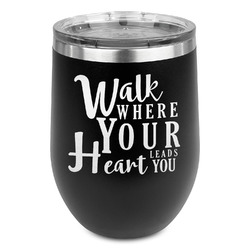 Heart Quotes and Sayings Stemless Stainless Steel Wine Tumbler - Black - Double Sided