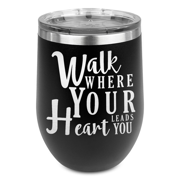 Custom Heart Quotes and Sayings Stemless Stainless Steel Wine Tumbler - Black - Single Sided