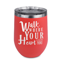 Heart Quotes and Sayings Stemless Stainless Steel Wine Tumbler - Coral - Double Sided