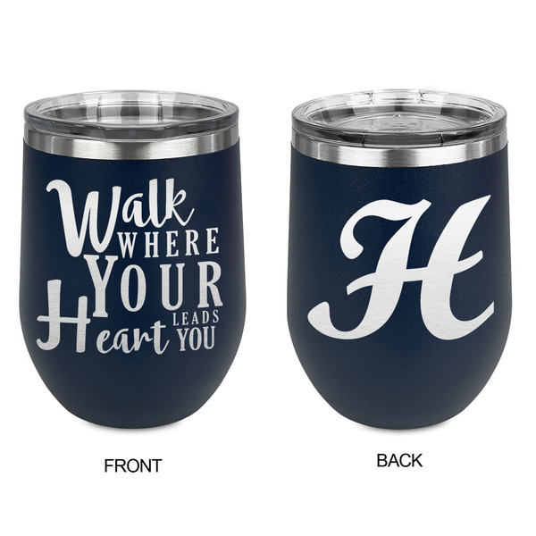 Heart Quotes and Sayings Stainless Wine Tumblers - Navy - Double Sided - Approval