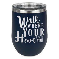 Heart Quotes and Sayings Stemless Stainless Steel Wine Tumbler - Navy - Double Sided