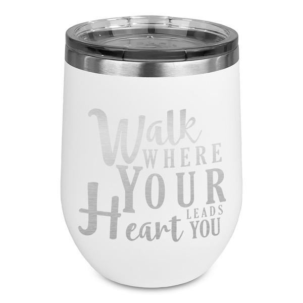 Custom Heart Quotes and Sayings Stemless Stainless Steel Wine Tumbler - White - Single Sided
