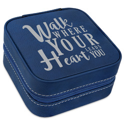 Heart Quotes and Sayings Travel Jewelry Box - Navy Blue Leather
