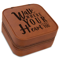 Heart Quotes and Sayings Travel Jewelry Box - Rawhide Leather