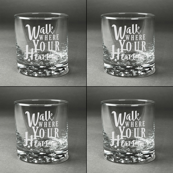 Heart Quotes and Sayings Whiskey Glasses - Set of 4 all Engraved