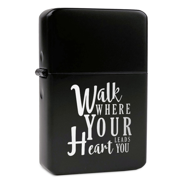 Custom Heart Quotes and Sayings Windproof Lighter - Black - Single Sided & Lid Engraved